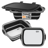 COSPARX front view of two prep tubs showing compact package and convenience