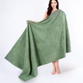 Cotton Paradise front-facing sage bath sheet showing plush coverage and color