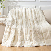 Cottonblue front view of queen blanket showing neat drape and cozy look