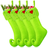Coume front view of four lime green stockings showing full set and color