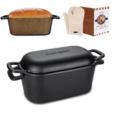 COWORM oval loaf pan front view showing sturdy cast iron and lid for even baking benefits