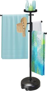 COZEER front view of rack showing full storage and sleek frame benefit tidy poolside organization