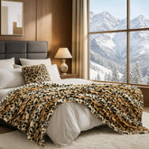 Cozy Bliss front view of leopard throw showcasing stylish design and comfort