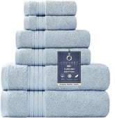 COZYART front view of light blue towel set showing neat packaging and premium quality