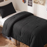 CozyLux front view of black comforter set showing neat coverage and modern style