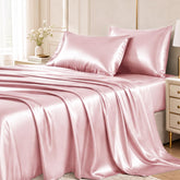 CozyLux front view of queen satin sheet set highlighting sleek packaging and value
