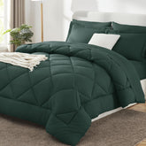 CozyLux front view of forest green comforter showing full bed coverage benefit