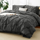 CozyLux comforter front view showing dark grey color and neat pintuck finish for a polished bed