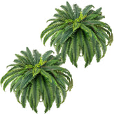 CQURE front view of artificial Boston fern showing lush fullness and curb appeal