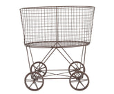 Creative Co-Op rust metal laundry basket front view showing compact storage and vintage charm