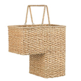 Creative Co-Op stair basket front view showing natural fibers and sturdy shape, adds organized style