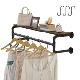 Crehomfy front view of wall-mounted clothes rack showing sturdy industrial styling