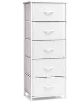 Crestlive front view of white tall dresser showing five drawers and tidy storage benefit