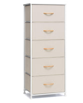 Crestlive front view of beige 5-drawer tower showing compact organization benefit
