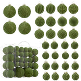 CristBest front view of 46-piece green velvet ball set, elegant holiday update