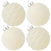CristBest front view of cream white velvet ornaments highlights elegant decor benefit