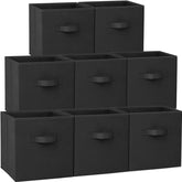 Criusia front view of 8-pack black cubes showing neat shelf storage benefit