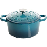 Crock-Pot Artisan front view showing gradient teal finish and lid, attractive serving piece