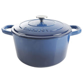 Crock-Pot Artisan front view showing sapphire blue finish and durable design benefit: attractive centerpiece