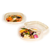 Crudités cream white front pack showing two square trays and lids, tidy storage benefit