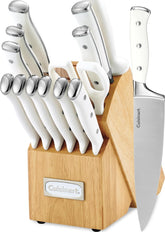 Cuisinart 15-piece set in white block showing complete assortment and organized storage benefit