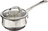 Cuisinart saucepan front view showing polished exterior and lid for professional look