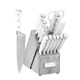 Cuisinart wooden block front view showing organized knives and compact storage benefit