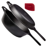 Cuisinel front view with lid showing sturdy design and ready-to-use pre-seasoning
