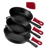 Cuisinel front view of skillet set showing pans and packaging for reliable cookware
