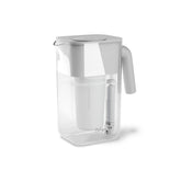 Culligan pitcher front view showing clean water and compact design benefit