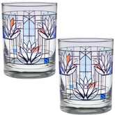 Culver glass front view showing Waterlilies design and elegant gift presentation