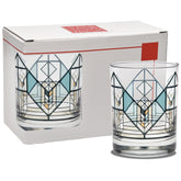 Culver glass front-packaged set showing Lake Geneva Tulip design and gift box benefits