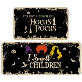 cusugbaso front view of both Halloween mats showing bold print and coverage benefit