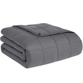 CuteKing front view showing grey 60x80 cover and neat finish, promotes calming weight