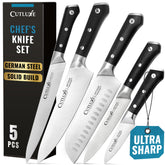 Cutluxe front packaging showing the full 5-piece set and benefits