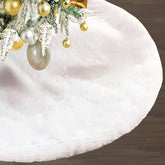 Cwmyqjyzymx front view of 72-inch white tree skirt showing full coverage and elegant look