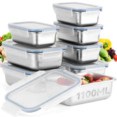 Cykorxicc front view of eight-piece bento set highlighting organized storage benefits