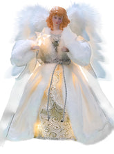 Cyraft angel front view showing gown and face, adds classic tree topper elegance