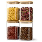D2scrma front view of four glass jars showing neat organization and visibility