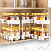 DABIGE front view of pull-out spice rack showing compact storage benefit