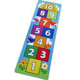 Dafina Specialties front view of hopscotch rug showing numbers and colors, playful decor benefit