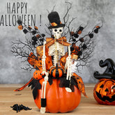 Daifunli front view skull pumpkin centerpiece shows bold Halloween focal point