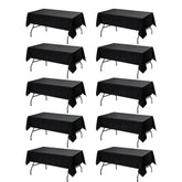 Dailyset front packaging showing ten black tablecloths for quick setup benefit