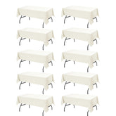 Dailyset folded ivory tablecloth front showing neat packaging and quick setup benefit