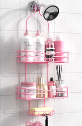 DAOYA pink caddy front view showing organized bottles and tidy storage benefit
