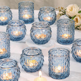 DARJEN blue votive holders front view showing color and set