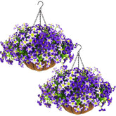 Daynight front view hanging basket showing full purple blooms and curb appeal