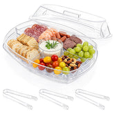 DEAYOU front view of chilled 4-compartment tray keeps appetizers cold