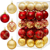 DeckTheHalls front packaging showing 30 red gold ornaments and organized box — easy storage