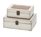 deco 79 front view of both boxes showing farmhouse style and storage benefit